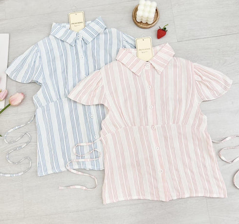 Cotton Collar Down Tops